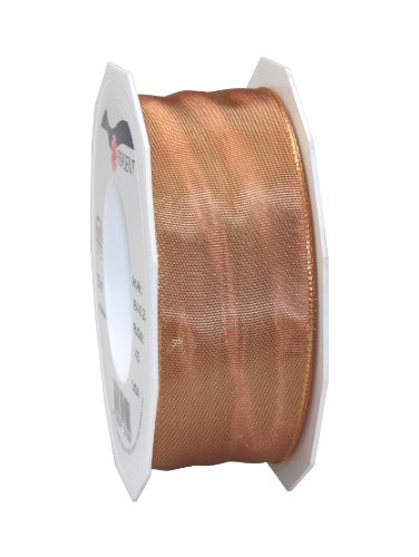 Präsent Lyon Band mit Drahtkante Sandstein, 25 m Dekoband zum Verzieren & Basteln, 40 mm Breite, leicht biegsames Schleifenband, für Festliche Dekos zu besonderen Anlässen von PRÄSENT