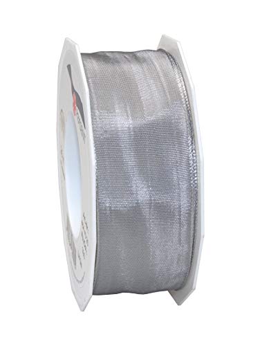 Präsent Lyon Band mit Drahtkante sterlingsilber, 25 m Dekoband zum Verzieren & Basteln, 40 mm Breite, leicht biegsames Schleifenband, für Festliche Dekos zu besonderen Anlässen Präsent Lyon Band mit Drahtkante sterlingsilber, 25 m Dekoband zum Verzieren & Basteln, 40 mm Breite, leicht biegsames Schleifenband, für Festliche Dekos zu besonderen Anlässen von Präsent