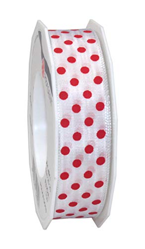 Präsent Polka DOTS Band mit Drahtkante weiß/rot, 20 m gepunktetes Dekoband, 25 mm Breite, leicht biegsames Schleifenband zum Dekorieren & Basteln, für besondere Anlässe Präsent Polka DOTS Band mit Drahtkante weiß/rot, 20 m gepunktetes Dekoband, 25 mm Breite, leicht biegsames Schleifenband zum Dekorieren & Basteln, für besondere Anlässe von Präsent