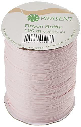 PRÄSENT Rayon Raffia Bastband Hellrosa, 100 m Dekoband zum Einpacken von Geschenken, Verzieren & Basteln festlicher Dekos, Schleifenband für besondere Anlässe von PRÄSENT