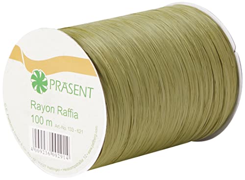 Präsent Rayon Raffia Bastband Olive, 100 m Dekoband zum Einpacken von Geschenken, Dekorieren & Basteln, helles Schleifenband, Deko für Festliche Anlässe Präsent Rayon Raffia Bastband Olive, 100 m Dekoband zum Einpacken von Geschenken, Dekorieren & Basteln, helles Schleifenband, Deko für Festliche Anlässe von PRÄSENT