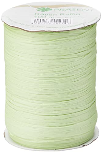 Präsent Rayon Raffia Bastband Pistazie, 100 m Dekoband zum Einpacken von Geschenken, Dekorieren & Basteln, helles Schleifenband, Deko für Festliche Anlässe von PRÄSENT