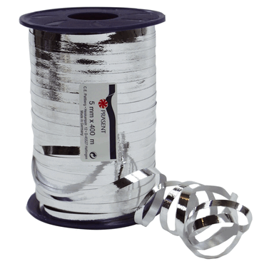 PRÄSENT Ringelband - 5 mm x 400 m metallic-silber von PRÄSENT