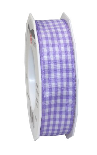 Präsent Vichy Geschenkband mit Drahtkante Lavendel/weiß, 20 m Dekoband zum Verzieren & Basteln, 25 mm Breite, Kariertes Band für Bunte Dekos & Geschenkverpackungen, zu feierlichen Anlässen Präsent Vichy Geschenkband mit Drahtkante Lavendel/weiß, 20 m Dekoband zum Verzieren & Basteln, 25 mm Breite, Kariertes Band für Bunte Dekos & Geschenkverpackungen, zu feierlichen Anlässen von PRÄSENT