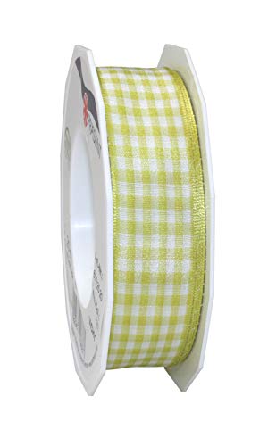 Präsent Vichy Geschenkband mit Drahtkante Limette/weiß, 20 m Dekoband zum Verzieren & Basteln, 25 mm Breite, Kariertes Band für Bunte Dekos & Geschenkverpackungen, zu feierlichen Anlässen Präsent Vichy Geschenkband mit Drahtkante Limette/weiß, 20 m Dekoband zum Verzieren & Basteln, 25 mm Breite, Kariertes Band für Bunte Dekos & Geschenkverpackungen, zu feierlichen Anlässen von PRÄSENT