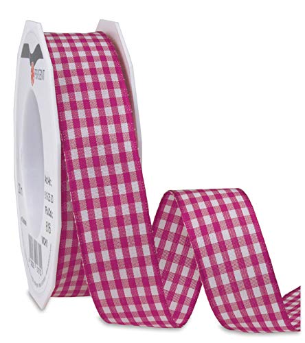 Präsent Vichy Geschenkband mit Drahtkante Magenta/weiß, 20 m Dekoband zum Verzieren & Basteln, 25 mm Breite, Kariertes Band für Bunte Dekos & Geschenkverpackungen, zu feierlichen Anlässen Präsent Vichy Geschenkband mit Drahtkante Magenta/weiß, 20 m Dekoband zum Verzieren & Basteln, 25 mm Breite, Kariertes Band für Bunte Dekos & Geschenkverpackungen, zu feierlichen Anlässen von PRÄSENT