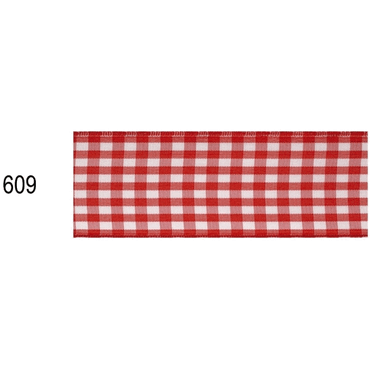 PRÄSENT Zierband mit Draht Karo 40 mm x 20 m rot/weiß. von PRÄSENT