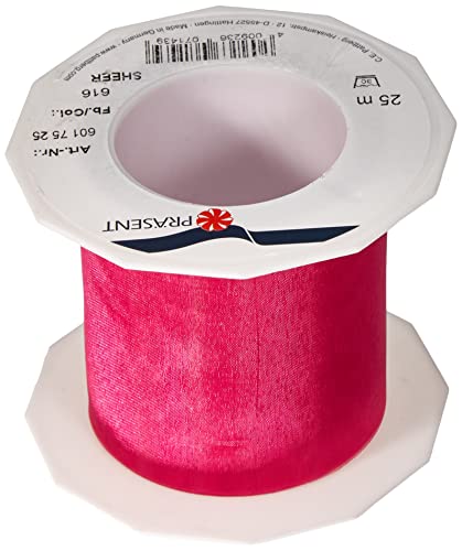 Präsent C.E. Pattberg Sheer Organzaband Koralle (pink), 25 m Geschenkband zum Einpacken von Geschenken, 72 mm Breite, Zubehör zum Dekorieren & Basteln, Dekoband von PRÄSENT