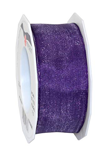 Präsent Four Seasons transparentes Band mit Drahtkante violett, 25 m einfarbiges Stoffband, 40 mm Breite, leicht biegsames Schleifenband zum Dekorieren & Basteln, für besondere Anlässe Präsent Four Seasons transparentes Band mit Drahtkante violett, 25 m einfarbiges Stoffband, 40 mm Breite, leicht biegsames Schleifenband zum Dekorieren & Basteln, für besondere Anlässe von PRÄSENT