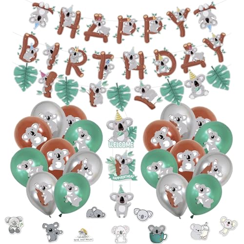 Koala-Geburtstagsparty-Dekorationen, Koala-Partyzubehör mit Koala-Ballon, Koala-Geburtstagsbanner, Girlande, Türaufhängung und Sticks, für Koala-Tier-Themen, Geburtstagsparty, Babyparty-Dekorationen Koala-Geburtstagsparty-Dekorationen, Koala-Partyzubehör mit Koala-Ballon, Koala-Geburtstagsbanner, Girlande, Türaufhängung und Sticks, für Koala-Tier-Themen, Geburtstagsparty, Babyparty-Dekorationen von PRATYUS