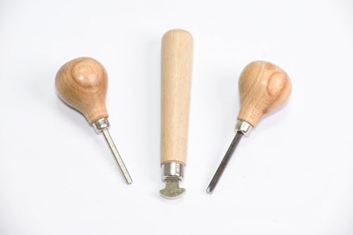 3-in-1 Schmuckstein-Setzwerkzeug-Set – Zinkenschieber, Lünettenschieber, Lünettenrolle – Metall-Setzwerkzeuge mit Hartholzgriffen für DIY-Schmuckreparatur und Steinmontage von PRAZTECH