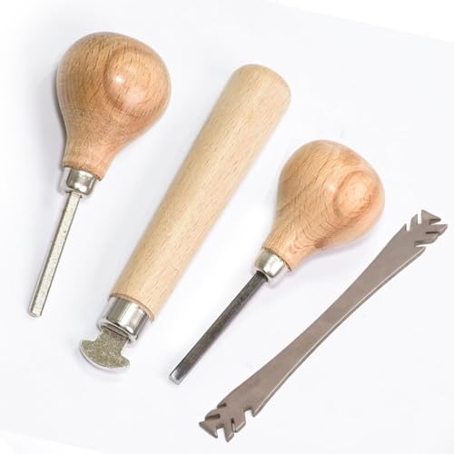 4-in-1-Schmuckstein-Setzwerkzeug-Set – Zinkenschieber, Lünettenschieber, Lünettenrolle, Zinkenheber – Professionelle Metall-Setzwerkzeuge mit Hartholzgriffen für DIY-Schmuckreparatur von PRAZTECH