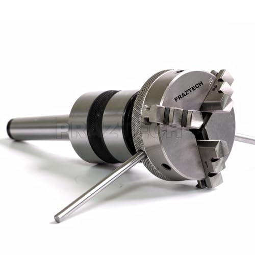 PRAZTECH® Drehmaschine mit 65 mm selbstzentrierendem 3-Backenfutter, Morsekegelschaft, Mehrlager, hohe Präzision, Drehbank Reitstock (MT2-Schaft: Morsekegel 2) von PRAZTECH