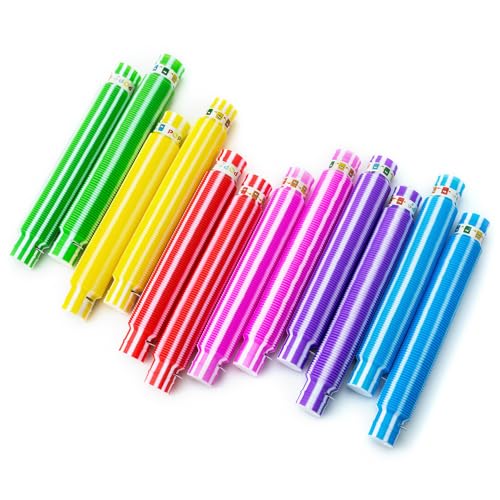 PRECORN 12 Stück LED Pop Tubes Fidget Toys Set – Buntes Party Deko mit Knicklichter Armbändern für Kindergeburtstag & mehr! Sensorik Spielzeug für Kleinkinder, 6 Farben von PRECORN