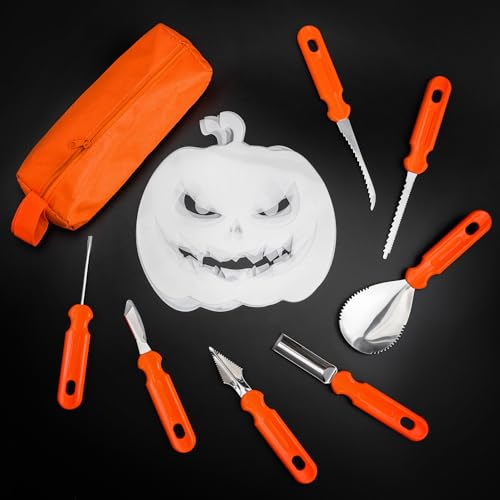 PRECORN Halloween Kürbis Schnitzset - 7-teiliges Werkzeugset mit 6 Vorlagen für kreatives Kürbisschnitzen und Familien-Spaß PRECORN Halloween Kürbis Schnitzset - 7-teiliges Werkzeugset mit 6 Vorlagen für kreatives Kürbisschnitzen und Familien-Spaß von PRECORN
