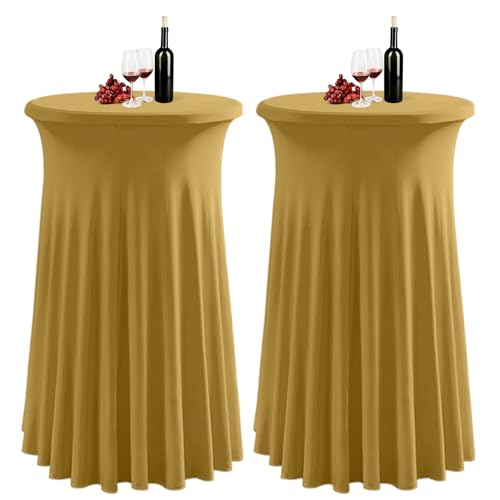 PRELGOSP Stehtisch Hussen Stretch, 80 X 110 cm Spandex Runder Cocktai Tischrock, Cocktail Stehtisch Tischdecke für Hochzeiten, Partys, Restaurants, Bankette,Gold,2pcs PRELGOSP Stehtisch Hussen Stretch, 80 X 110 cm Spandex Runder Cocktai Tischrock, Cocktail Stehtisch Tischdecke für Hochzeiten, Partys, Restaurants, Bankette,Gold,2pcs von PRELGOSP