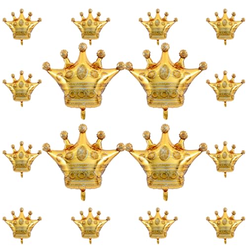 16 Stück Kronenballons mit goldener Krone für Hochzeit, Party, Geburtstag, Babyparty, König, Prinzessin, königliche Geburtstagsdekoration von PRELITER