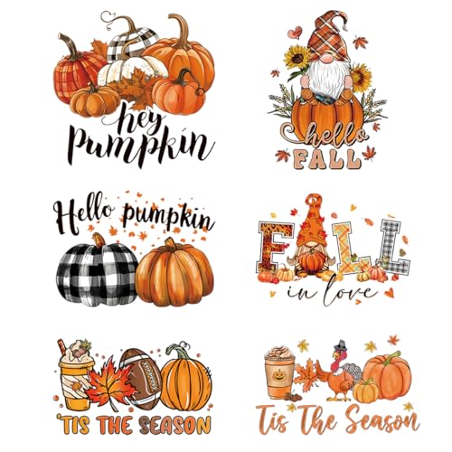 6 Stück Thanksgiving Bügelbilder für Kleidung, T-Shirt, Kissen, Taschen, DIY-Dekoration von PRELITER