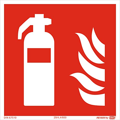 Feuerlöschersymbol ISO7010 150x150 Brandschutzzeichen Symbolschild Feuerlöscher ISO Kunststoffplatte nachleuchtend &. selbstklebend 150x150mm von PREMIUM by KNS SCHILDER SYSTEME