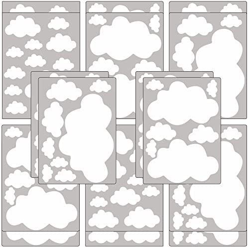 PREMYO 140 Wolken Wandsticker Kinderzimmer Mädchen Jungen - Wandtattoo - Wandaufkleber Selbstklebend Weiß von PREMYO