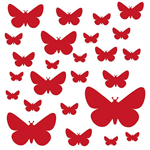 PREMYO 25 Schmetterlinge Wandsticker Kinderzimmer Mädchen Jungen - Wandtattoo - Wandaufkleber Selbstklebend Rot von PREMYO