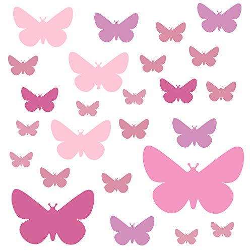 PREMYO 25 Schmetterlinge Wandsticker Kinderzimmer Mädchen - Wandtattoo - Wandaufkleber Selbstklebend Pastell Rosa von PREMYO