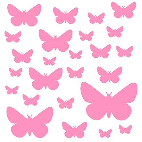 PREMYO 25 Schmetterlinge Wandsticker Kinderzimmer Mädchen - Wandtattoo - Wandaufkleber Selbstklebend Rosa von PREMYO