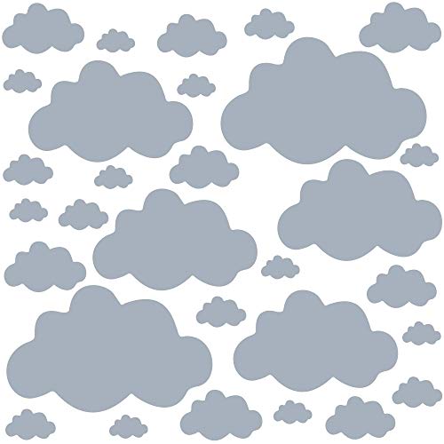 PREMYO 30 Wolken Wandsticker Kinderzimmer Mädchen Jungen - Wandtattoo - Wandaufkleber Selbstklebend Grau PREMYO 30 Wolken Wandsticker Kinderzimmer Mädchen Jungen - Wandtattoo - Wandaufkleber Selbstklebend Grau von PREMYO