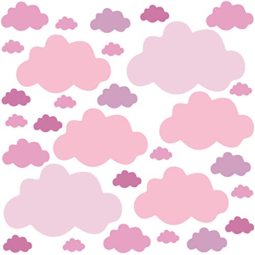 PREMYO 30 Wolken Wandsticker Kinderzimmer Mädchen - Wandtattoo - Wandaufkleber Selbstklebend Pastell Rosa PREMYO 30 Wolken Wandsticker Kinderzimmer Mädchen - Wandtattoo - Wandaufkleber Selbstklebend Pastell Rosa von PREMYO