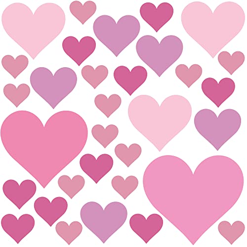 PREMYO 32 Herzen Wandsticker Kinderzimmer Mädchen Jungen - Wandtattoo - Wandaufkleber Selbstklebend Pastell Rosa von PREMYO