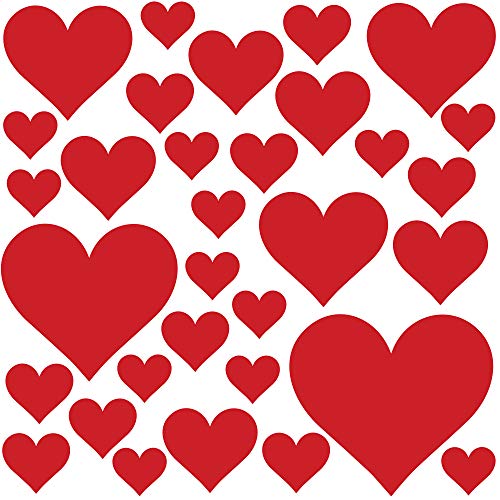PREMYO 32 Herzen Wandsticker Kinderzimmer Mädchen Jungen - Wandtattoo - Wandaufkleber Selbstklebend Rot PREMYO 32 Herzen Wandsticker Kinderzimmer Mädchen Jungen - Wandtattoo - Wandaufkleber Selbstklebend Rot von PREMYO