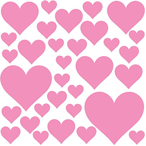 PREMYO 32 Herzen Wandsticker Kinderzimmer Mädchen - Wandtattoo - Wandaufkleber Selbstklebend Rosa von PREMYO