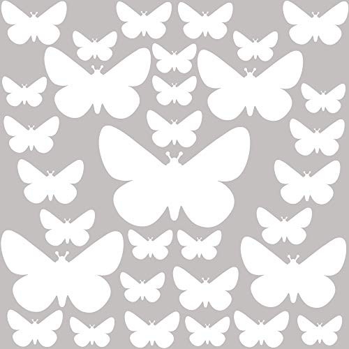 PREMYO 32 Schmetterlinge Wandsticker Kinderzimmer Mädchen Jungen - Wandtattoo - Wandaufkleber Selbstklebend Weiß von PREMYO