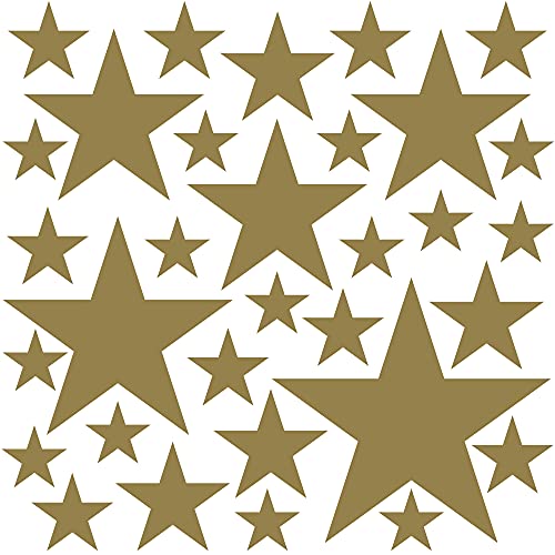 PREMYO 32 Sterne Wandsticker Kinderzimmer Mädchen Jungen - Wandtattoo - Wandaufkleber Selbstklebend Gold von PREMYO