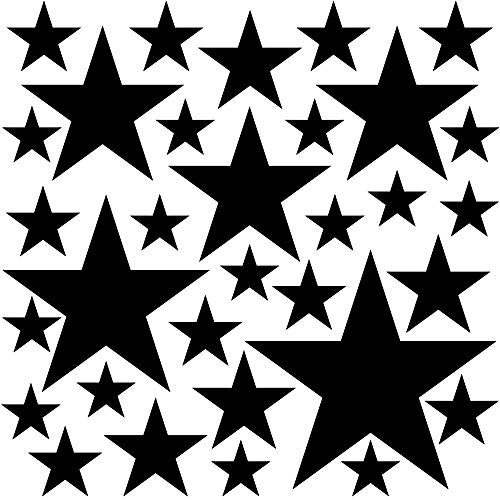 PREMYO 32 Sterne Wandsticker Kinderzimmer Mädchen Jungen - Wandtattoo - Wandaufkleber Selbstklebend Schwarz von PREMYO