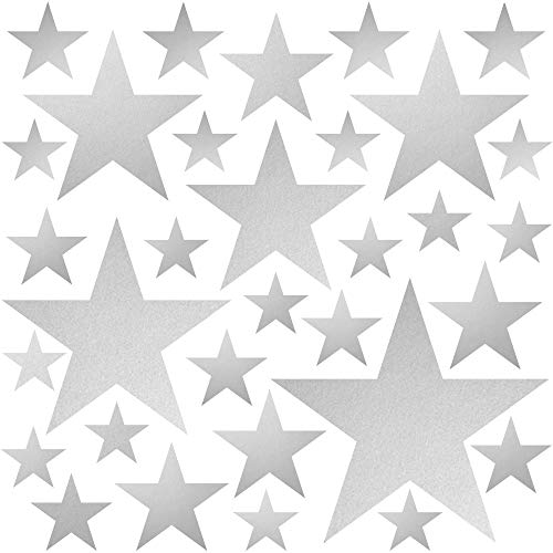 PREMYO 32 Sterne Wandsticker Kinderzimmer Mädchen Jungen - Wandtattoo - Wandaufkleber Selbstklebend Silber von PREMYO