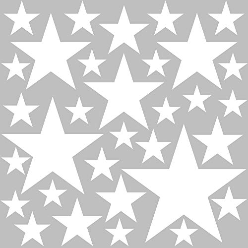 PREMYO 32 Sterne Wandsticker Kinderzimmer Mädchen Jungen - Wandtattoo - Wandaufkleber Selbstklebend Weiß von PREMYO