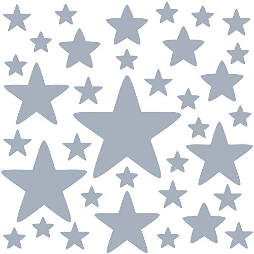 PREMYO 36 Sterne Wandsticker Kinderzimmer Mädchen Jungen - Wandtattoo - Wandaufkleber Selbstklebend Grau von PREMYO