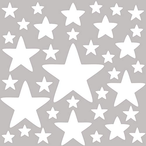 PREMYO 36 Sterne Wandsticker Kinderzimmer Mädchen Jungen - Wandtattoo - Wandaufkleber Selbstklebend Weiß von PREMYO