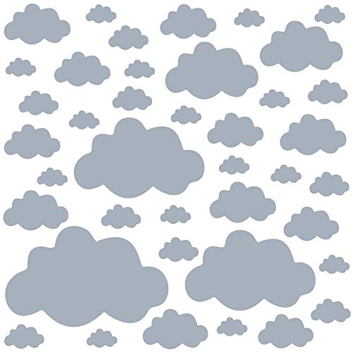 PREMYO 40 Wolken Wandsticker Kinderzimmer Mädchen Jungen - Wandtattoo - Wandaufkleber Selbstklebend Grau von PREMYO