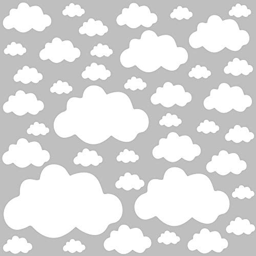 PREMYO 40 Wolken Wandsticker Kinderzimmer Mädchen Jungen - Wandtattoo - Wandaufkleber Selbstklebend Weiß von PREMYO