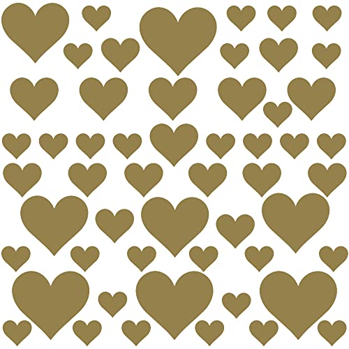PREMYO 54 Herzen Wandsticker Kinderzimmer Mädchen Jungen - Wandtattoo - Wandaufkleber Selbstklebend Gold von PREMYO