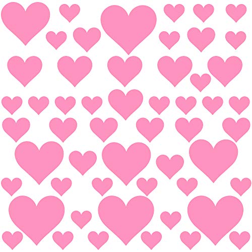 PREMYO 54 Herzen Wandsticker Kinderzimmer Mädchen - Wandtattoo - Wandaufkleber Selbstklebend Rosa von PREMYO