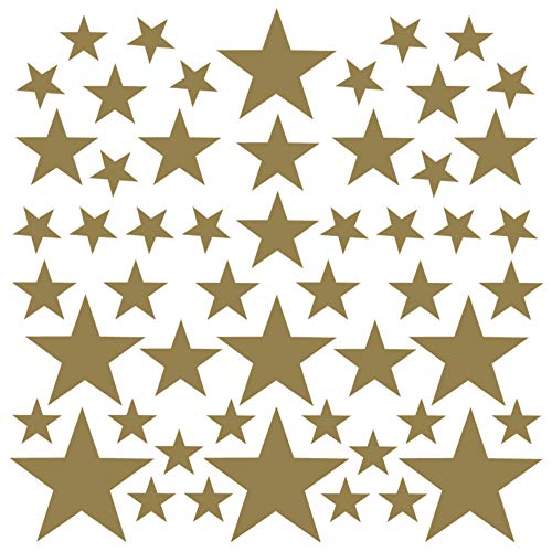 PREMYO 54 Sterne Wandsticker Kinderzimmer Mädchen Jungen - Wandtattoo - Wandaufkleber Selbstklebend Gold von PREMYO