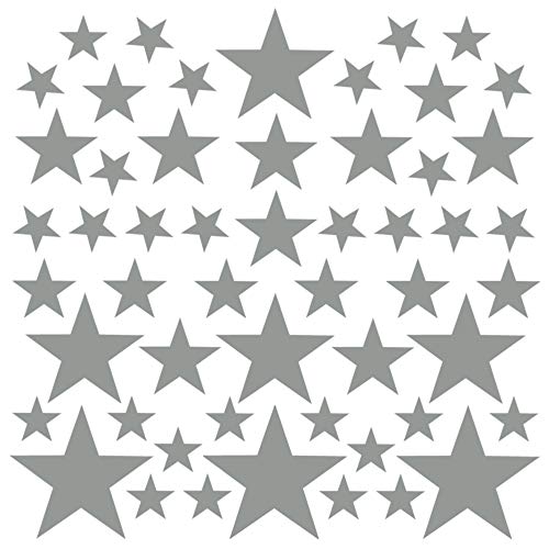 PREMYO 54 Sterne Wandsticker Kinderzimmer Mädchen Jungen - Wandtattoo - Wandaufkleber Selbstklebend Grau von PREMYO
