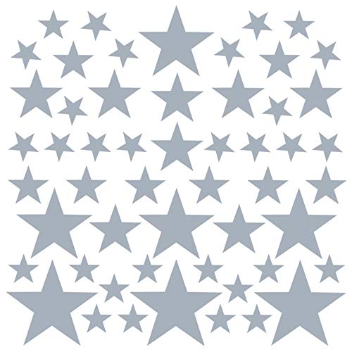 PREMYO 54 Sterne Wandsticker Kinderzimmer Mädchen Jungen - Wandtattoo - Wandaufkleber Selbstklebend Hell-Grau von PREMYO