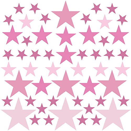 PREMYO 54 Sterne Wandsticker Kinderzimmer Mädchen Jungen - Wandtattoo - Wandaufkleber Selbstklebend Pastell Rosa von PREMYO