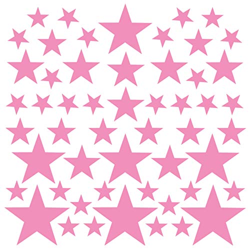 PREMYO 54 Sterne Wandsticker Kinderzimmer Mädchen Jungen - Wandtattoo - Wandaufkleber Selbstklebend Rosa von PREMYO