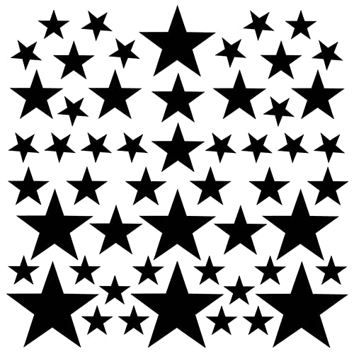 PREMYO 54 Sterne Wandsticker Kinderzimmer Mädchen Jungen - Wandtattoo - Wandaufkleber Selbstklebend Schwarz von PREMYO