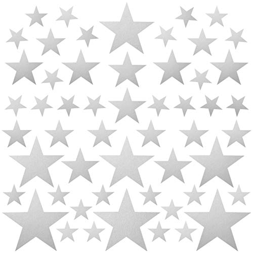 PREMYO 54 Sterne Wandsticker Kinderzimmer Mädchen Jungen - Wandtattoo - Wandaufkleber Selbstklebend Silber von PREMYO